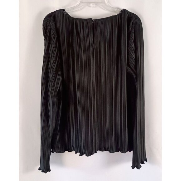Ann Taylor LOFT Pleated Jersey Blouse Black Women’s Size XL Polyester Top - Picture 4 of 6